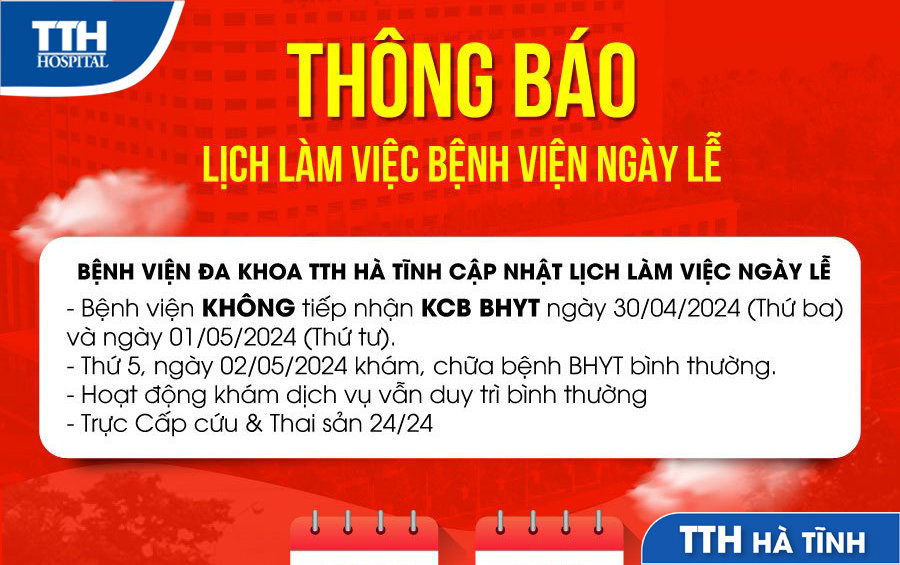 THÔNG BÁO LỊCH LÀM VIỆC DỊP LỄ 30/04 - 01/05